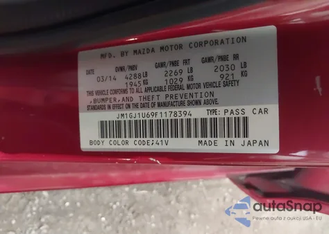 2015 Mazda Mazda6 I Sport из США, поврежденный, VIN JM1GJ1U69F1178394